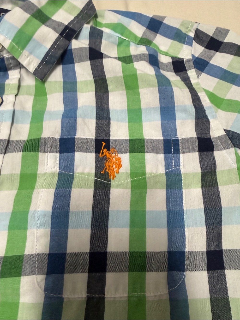 U.S. Polo Assn. Blue, Green & White Plaid Button-Down Shirt - Picture 3 of 4